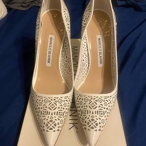 Manolo Blahnik Patent Leather Laser Cut Pumps